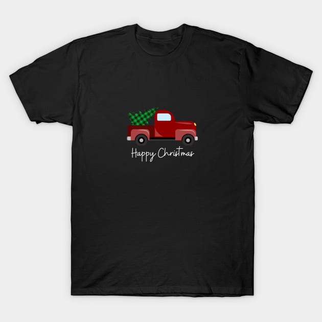 Red Truck Christmas Tree T-Shirt by West 5th Studio